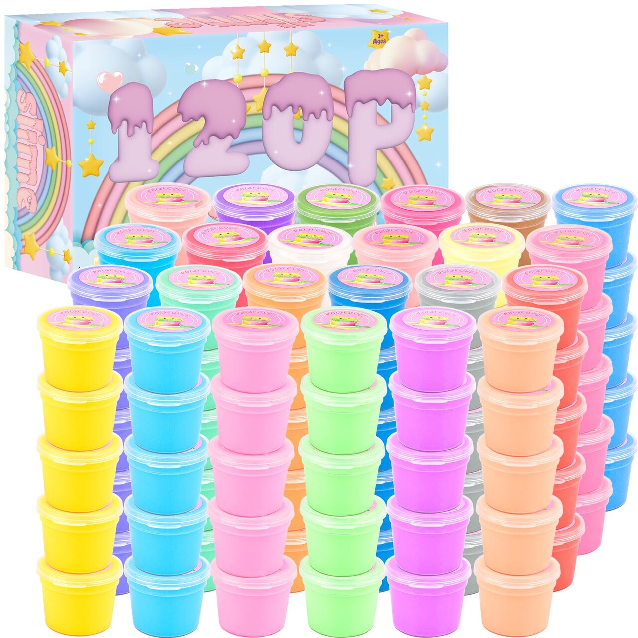 120 Pack Butter Slime Kit, Mini Bulk Slimes for Kids, Soft and Non-Sticky, Slime Party Favors, Goodie Bag Stuffer, Valentines Gifts, Classroom Exchange Prizes, Stress Relief Toys for Girls Boys 4-8